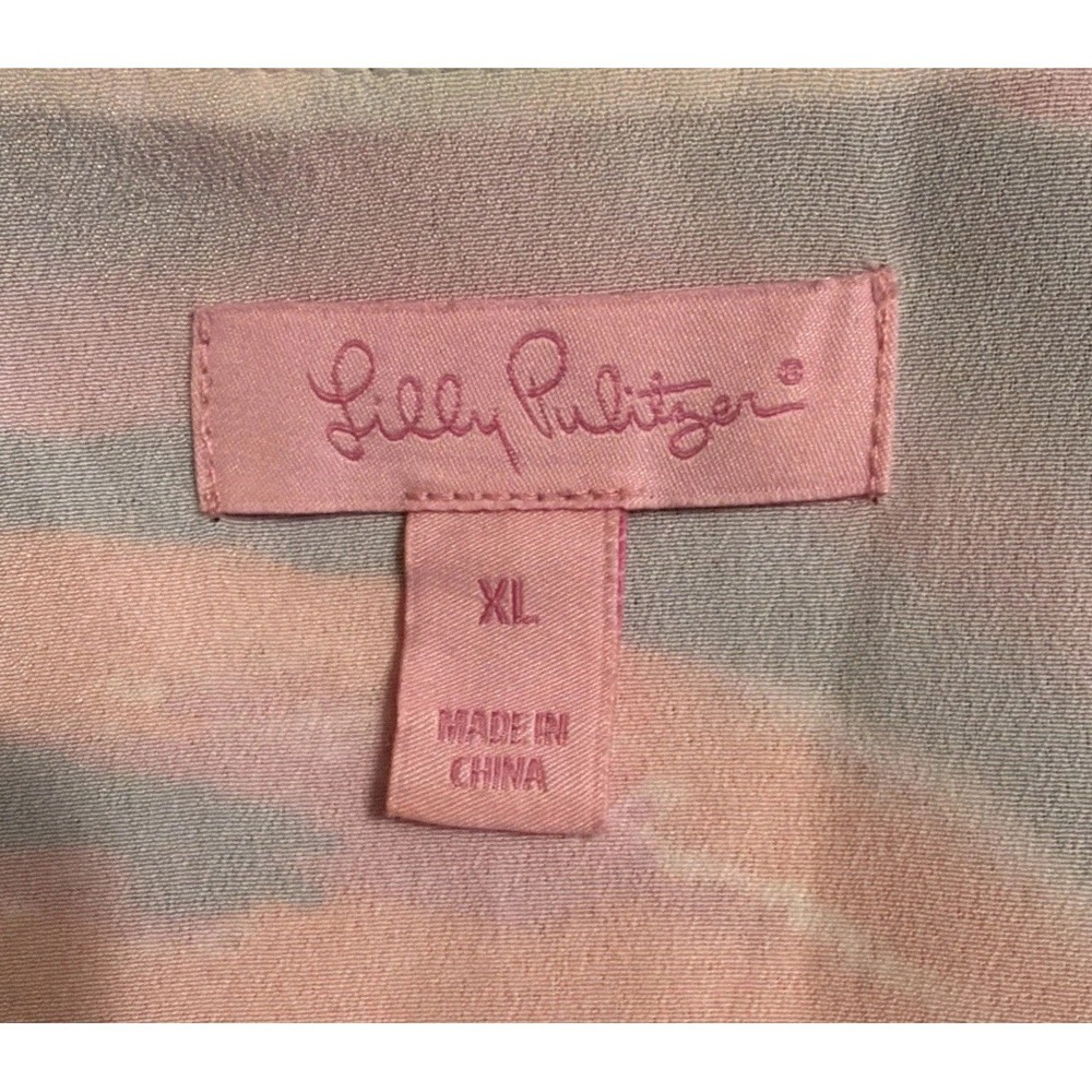 EUC Lilly Pulitzer Jackie 100% Silk Shift Swing Dress XL PLOOM BLOOM - Picture 5 of 7